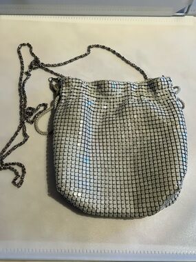 Vintage Cream Mesh Crossbody Bag with Chain Strap